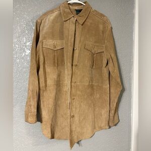 Lauren Ralph Lauren 100% Leather Button-Front Jacket/Shacket